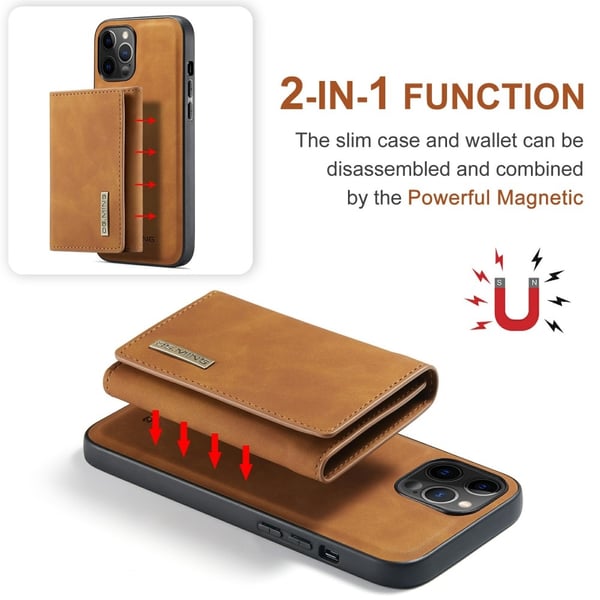 DG.MING iPhone 13 Mini -kuori ja lompakko jalustalla - Ruskea