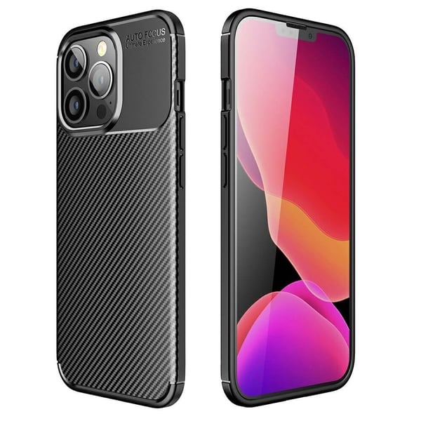 Carbon Fiber Telefontaske til Apple iPhone 13 Pro Max - Sort