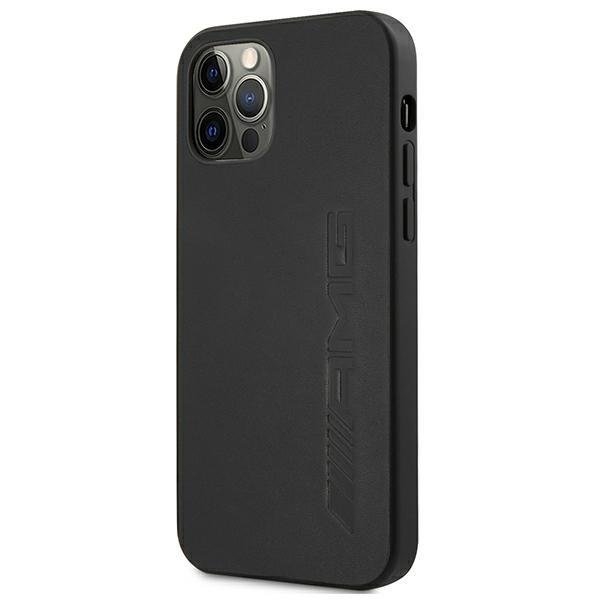Mercedes AMG Läder Hot Stamped Skal iPhone 12 Pro Max - Svart