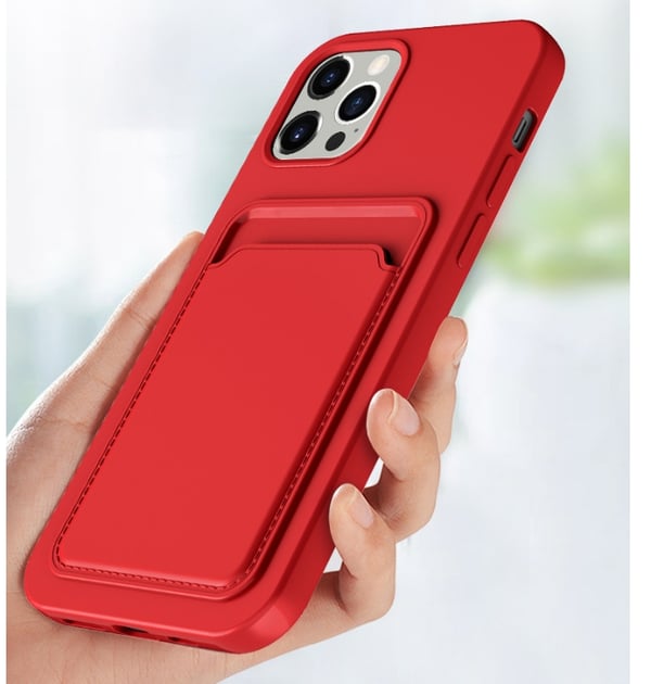 iPhone 8 Skal med Kortfack - Röd