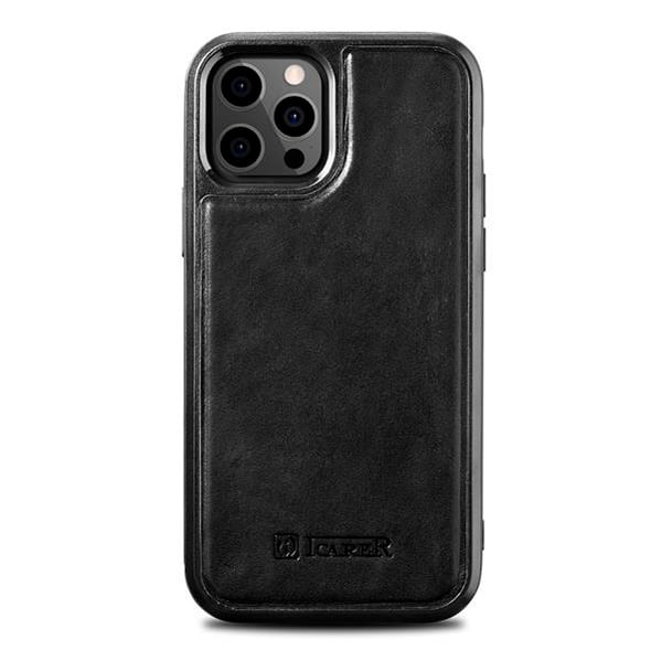 iCarer Läder Skal iPhone 12 Pro Max - Svart