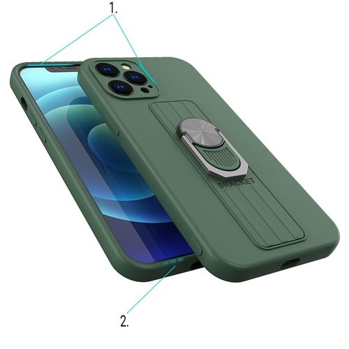 Ring Silicone Finger Grip Stand Skal iPhone 12 Pro - Röd