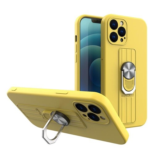 Ring Silicone Finger Grip Skal iPhone 12 Pro - Gul