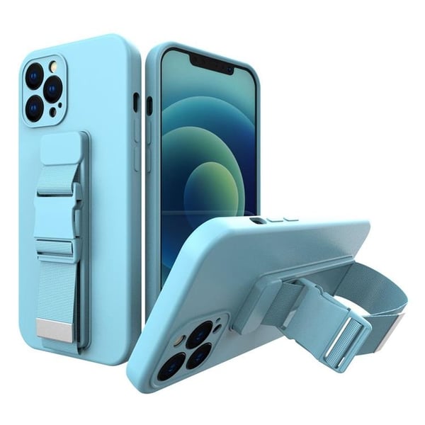 Rope Gel Airbag Skal Med Lanyard Galaxy A22 4G - Blå