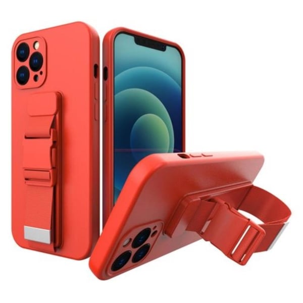 Rope Gel Airbag Skal Med Lanyard Redmi Note 10 / Note 10S - Röd