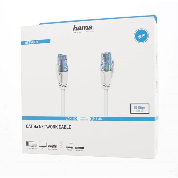 HAMA Netværkskabel Cat6a U/ UTP 10.0m - Hvid