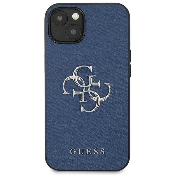 Guess Saffiano Metall Logo Skal iPhone 13 mini - Blå