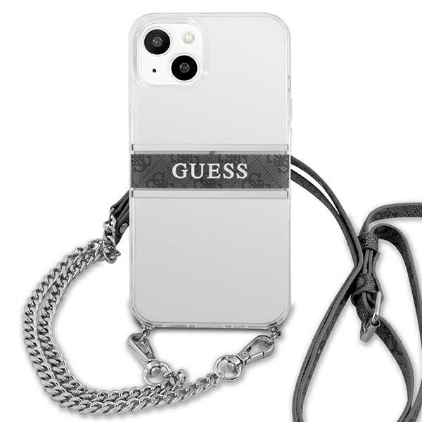Guess Gray Strap Silver Chain Skal iPhone 13 mini - Transparent