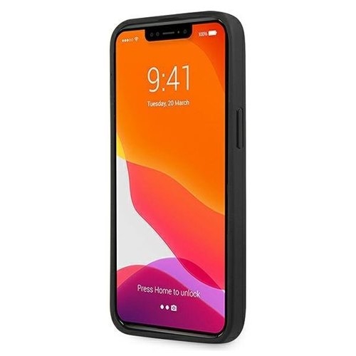 AMG ægte læder prægede linjer taske til iPhone 13 Pro/13 - Sort