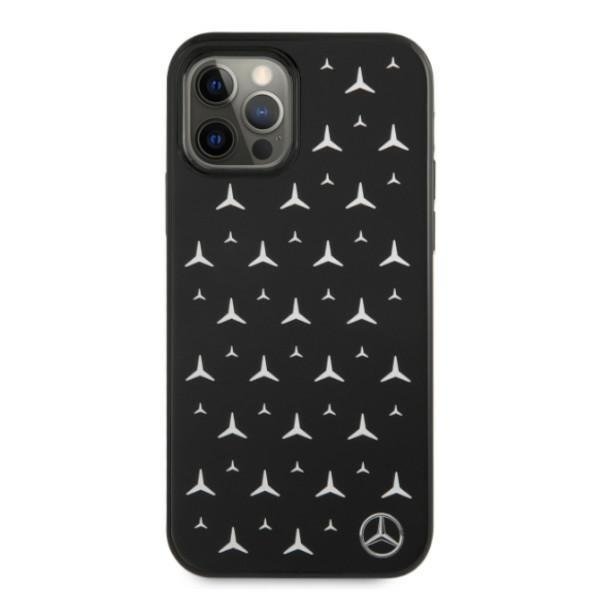 Mercedes Silver Stars Pattern Skal iPhone 12 / 12 Pro - Svart
