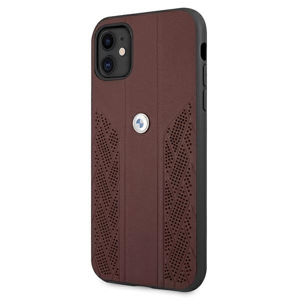 BMW Läder Curve Perforate Skal iPhone 11 - Röd