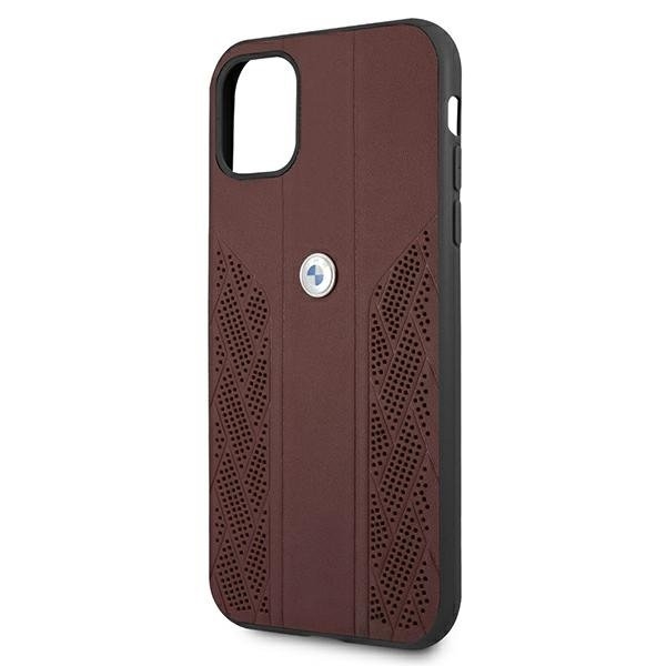 BMW Läder Curve Perforate Skal iPhone 11 - Röd