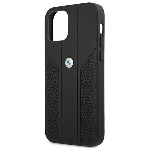 BMW Läder Curve Perforate Skal iPhone 12 mini - Svart