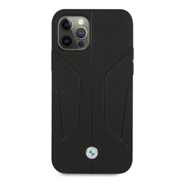 BMW Läder Perforate Sides Skal iPhone 12 Pro Max - Svart