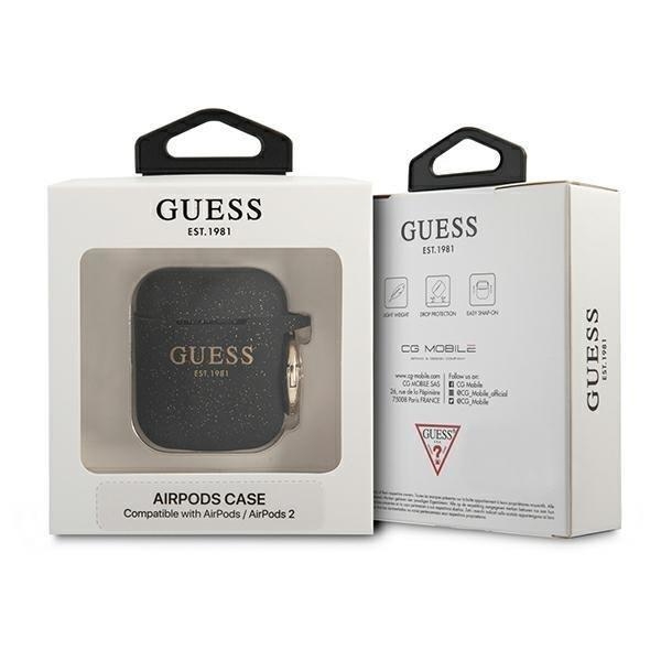 Guess Silicone Glitter Skal AirPods - Svart