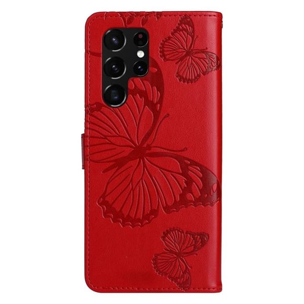 Butterfly Imprinted Cover Galaxy S22 Plus - Rød