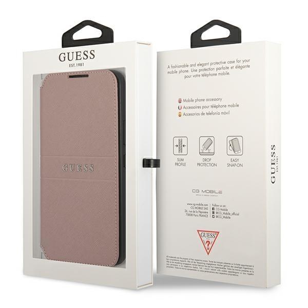 Guess Saffiano Stripes -kotelo Galaxy S22 Plus - Ruusu