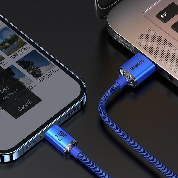 Baseus Crystal USB-A–Lightning-kaapeli 1,2 m – sininen