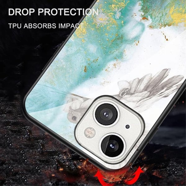 Anti-Scratch Härdat Glas Skärmskydd skal iPhone 13 mini - Svart Marble
