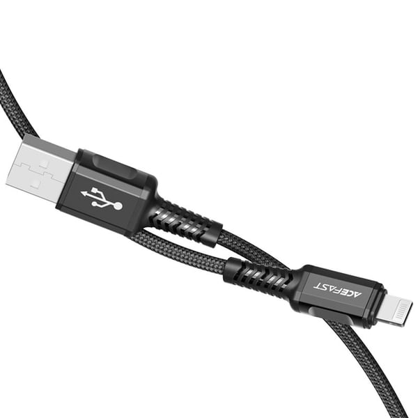 Acefast MFI USB-A - Lightning-kaapeli 1,2 m - Musta