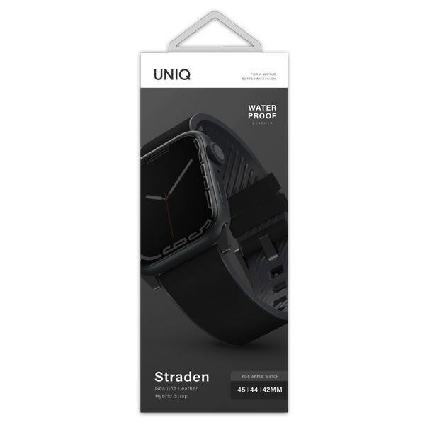 UNIQ Straden Apple Watch Läder 42/44/45mm - Svart