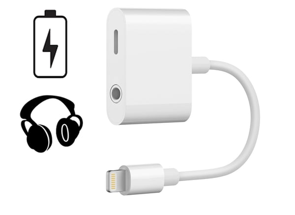 SiGN Lightning till 3.5mm Adapter 12W 10cm - Vit
