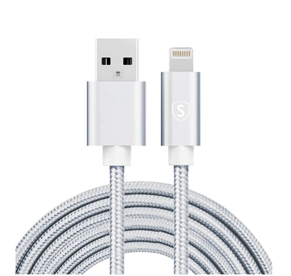 SiGN USB-A till Lightning kabel 2.1A 2m Nylon - Silver