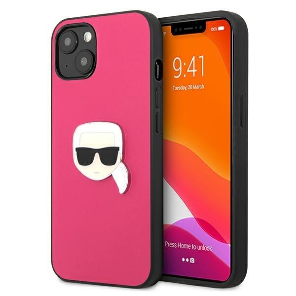 Karl Lagerfeld Läder Ikonik Karl`s Head Metal Skal iPhone 13 mini - Rosa