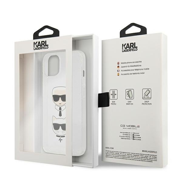 Karl Lagerfeld Glitter Karl`s & Choupette Skal iPhone 13 Mini - Silver