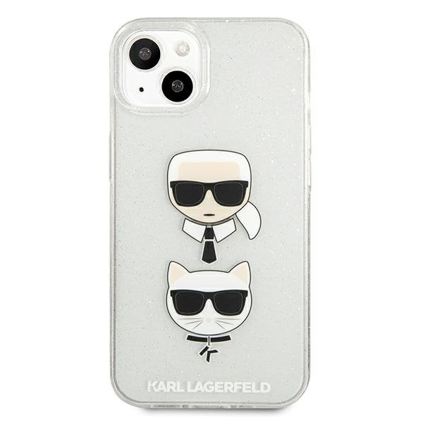 Karl Lagerfeld Glitter Karl`s & Choupette Skal iPhone 13 Mini - Silver
