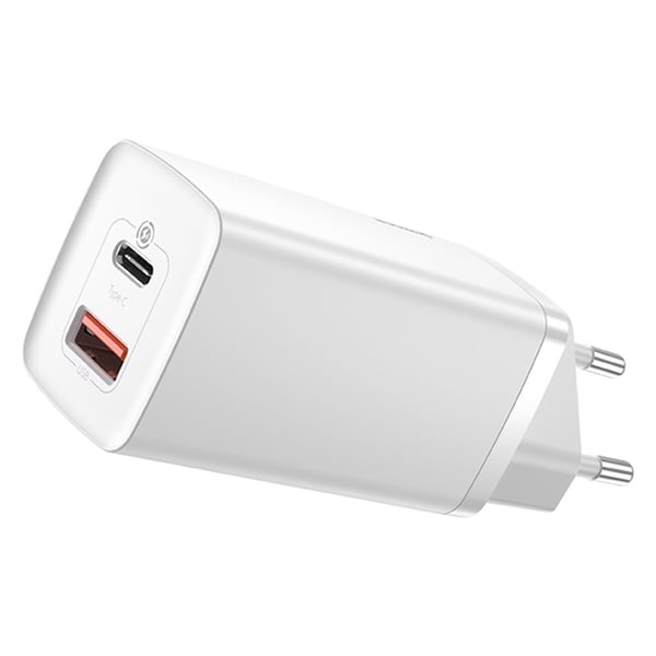 Baseus GaN2 Lite Hurtig Væglader 65W USB / USB-C - Hvid Baseus GaN2 Lite Hurtig Væglader 65W USB / USB-C - Hvid