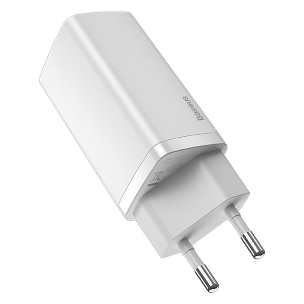 Baseus GaN2 Lite Hurtig Væglader 65W USB / USB-C - Hvid