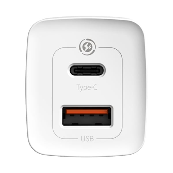 Baseus GaN2 Lite Hurtig Væglader 65W USB / USB-C - Hvid