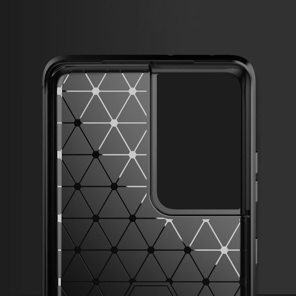 Carbon Fleksibel TPU Taske til Samsung Galaxy S21 Ultra 5G - Blå