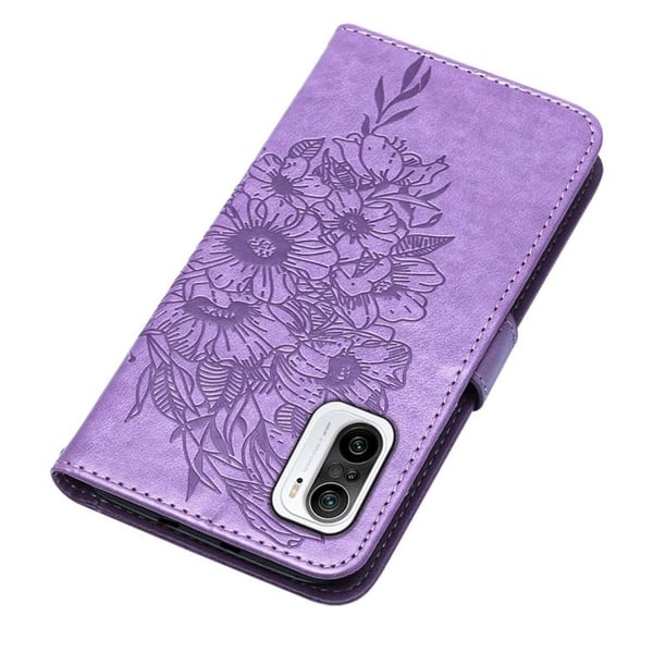 Butterfly Flower Imprinted Plånboksfodral Xiaomi 12 Pro - Lila