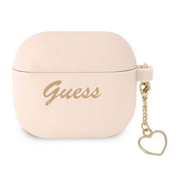 Guess Silicone Heart Charm Collection Skal Airpods 3 - Rosa