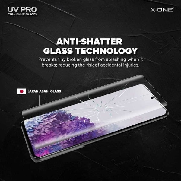 X-ONE UV PRO hærdet glas skærmbeskytter til Samsung Galaxy S20 (Case-venlig)