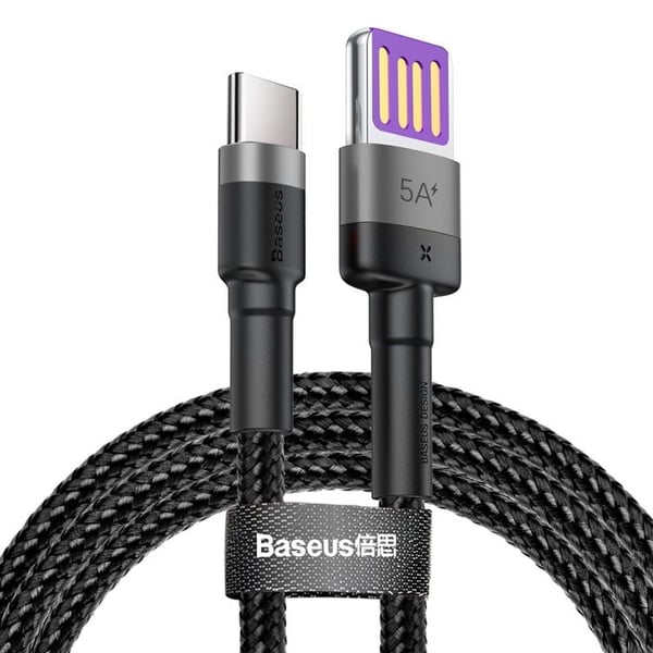 Baseus Cafule USB-C til USB-A kabel 40W 1m - Sort/Grå Baseus Cafule USB-C til USB-A kabel 40W 1m - Sort/Grå