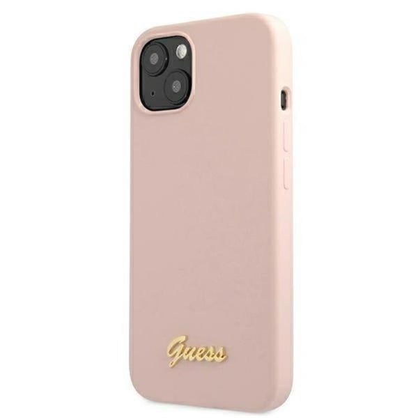 Guess iPhone 13 Skal Magsafe Silicone Script Gold Logo - LjusRosa
