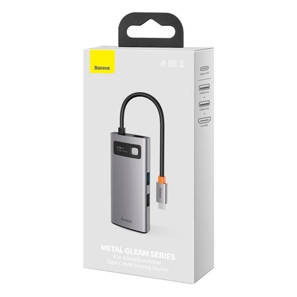 Baseus 4in1 Monitoiminen HUB USB-C 100 W - Harmaa