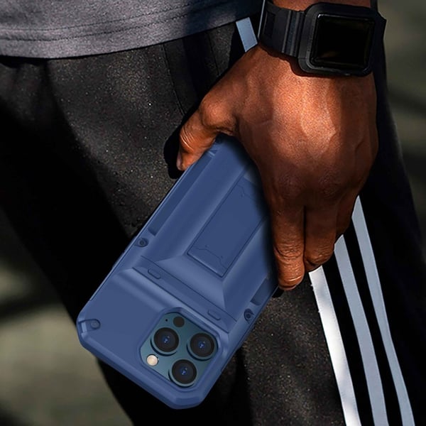 iPhone 13 Pro Skal Korthållare Built-in Kickstand - Blå