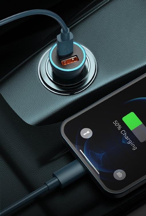 Baseus Hurtig Biloplader 2x USB 40 W USB-C Kabel - Grå