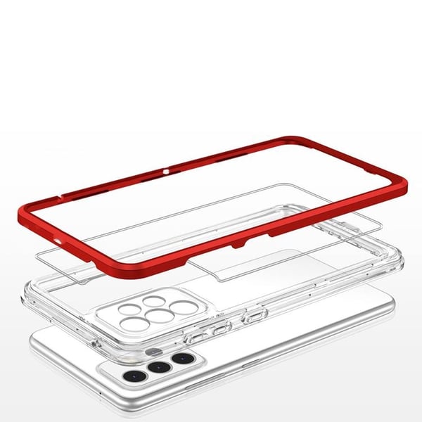 Galaxy A73 Skal Clear 3in1 Frame Gel - Röd