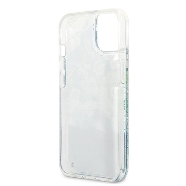 Guess iPhone 13 mini Skal Flower Liquid Glitter - Grön