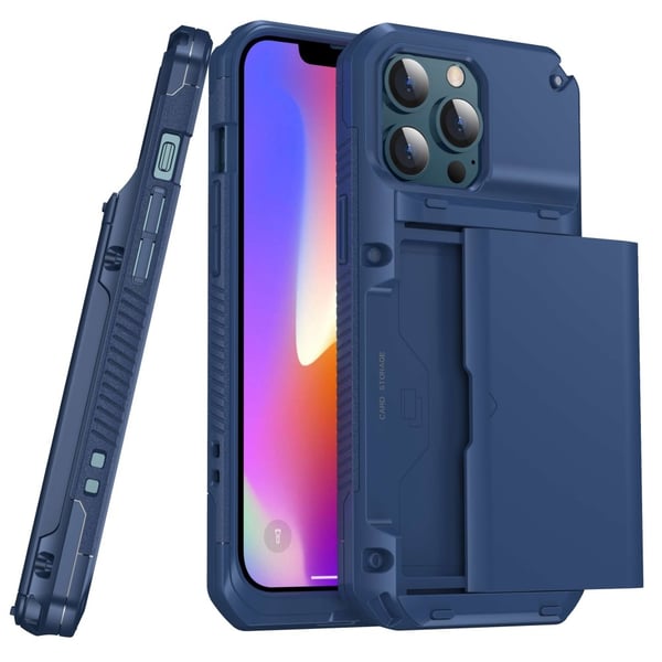 iPhone 13 Pro Max Skal Med Kortfack - Blå