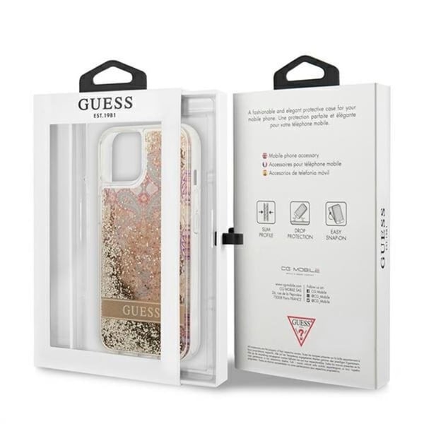 Guess iPhone 13 mini Etui Paisley Liquid Glitter - Guld