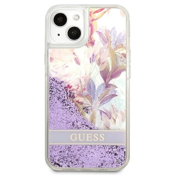 Guess iPhone 13 mini Skal Flower Liquid Glitter - Lila