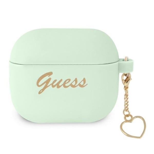 Guess AirPods 3 Kuori Silikoni Charm Heart Collection - Vihreä