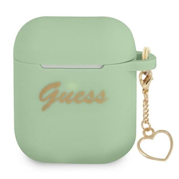 Guess AirPods Skal Silicone Charm Heart Collection - Grön Guess AirPods Skal Silicone Charm Heart Collection - Grön