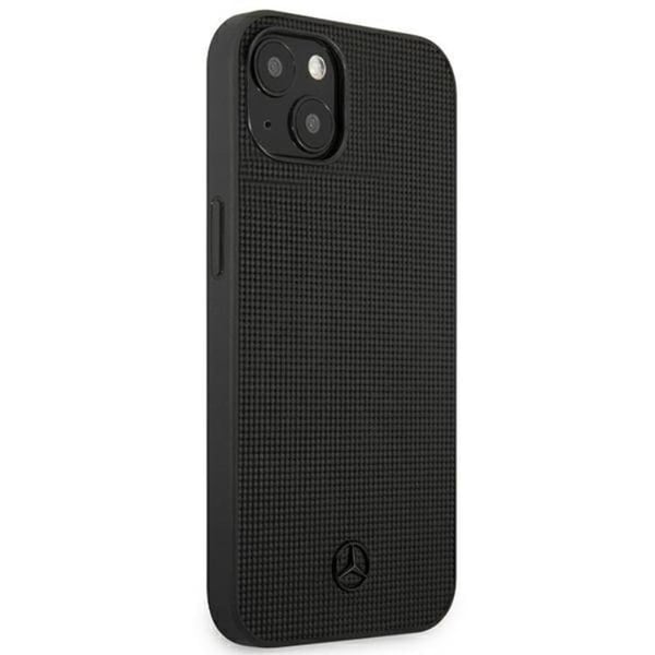 Mercedes iPhone 13 Skal Läder Meshed Metal Logo - Svart